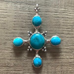 Blue Howlite Turquoise Pendant NWOT